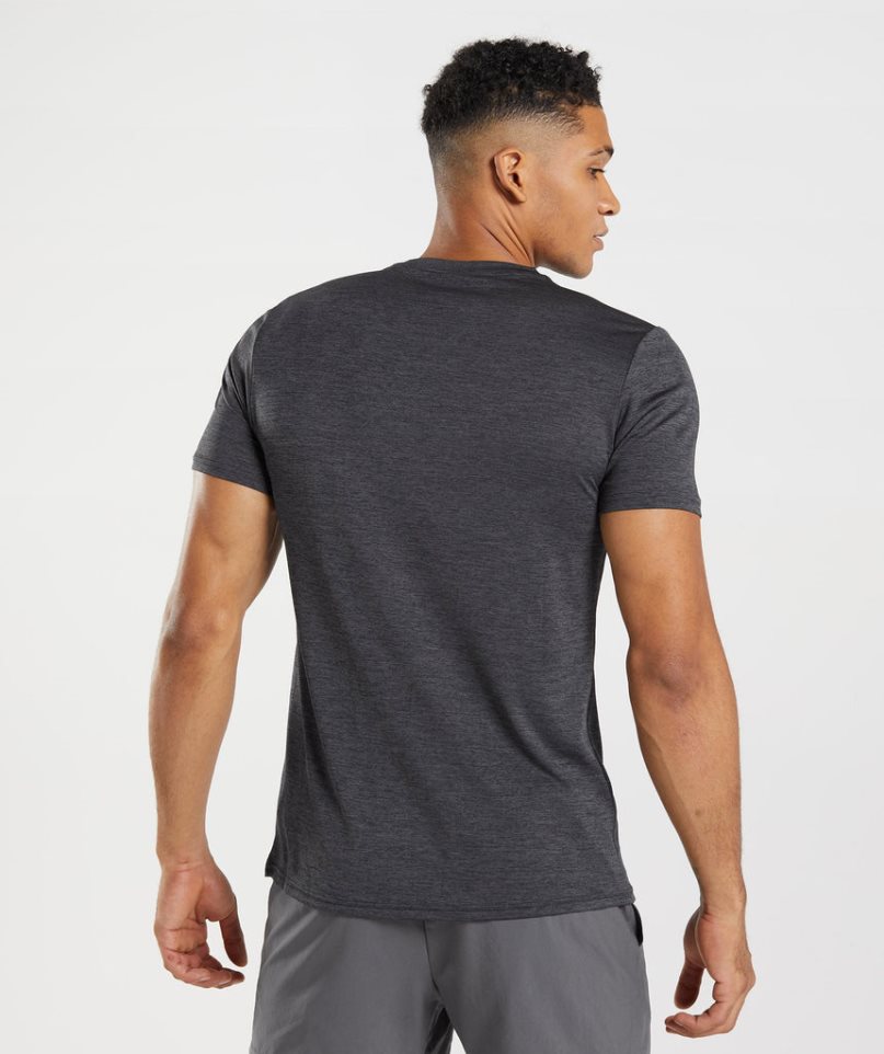 Men's Gymshark Arrival Marl T-Shirts Black | NZ 4NWCPJ